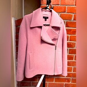 Halogen Pink Wool Blend Moto Jacket – Soft & Stylish Outerwear